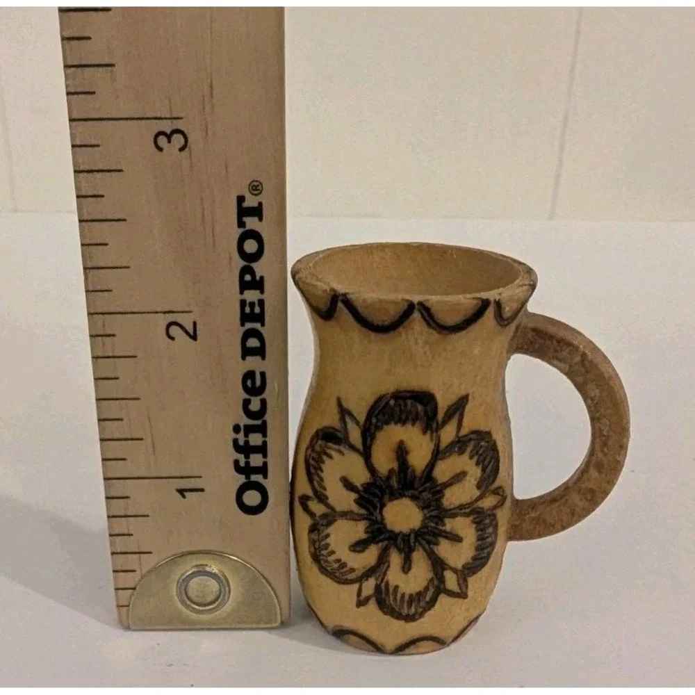 Hand Carved Vintage Wooden Cups Set Of 3 Miniature Wall Hanging Plaque Slovakia
